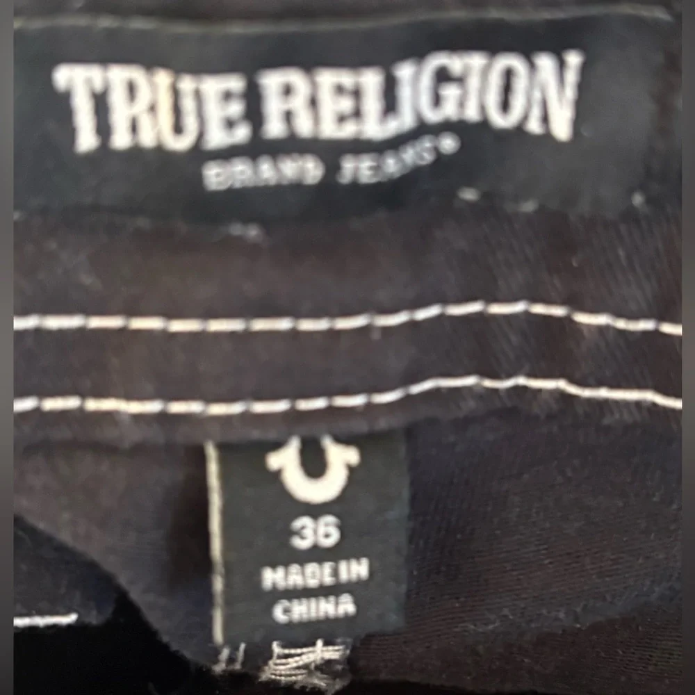 True religion Ripstop Cargo Pants for men Sz 36 waist jet black white stitching